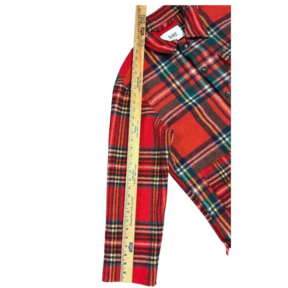 BODE Patchwork Plaid Wool Jacket Red Fringe Hem Button Up Unisex S - Picture 6 of 7
